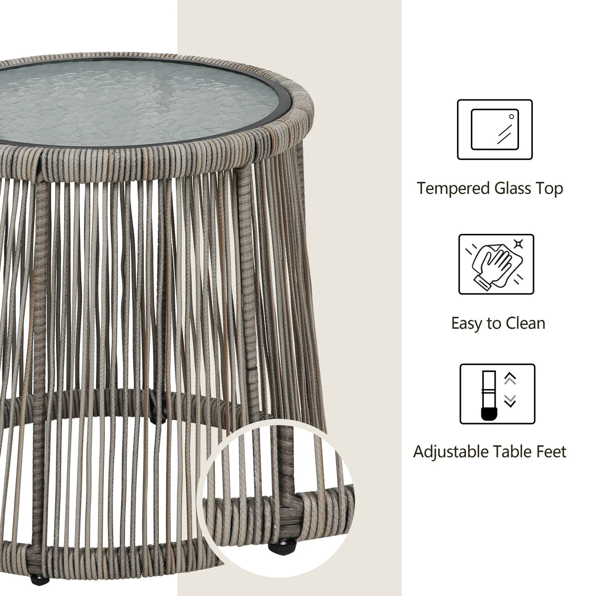 3-delige bistroset van wicker voor buiten, weerbestendige rotan tuinmeubelset met stoelen en kussens