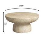 Table basse ronde à piédestal en fiberstone, table d’appoint sculptée pour intérieur et extérieur avec patins antidérapants