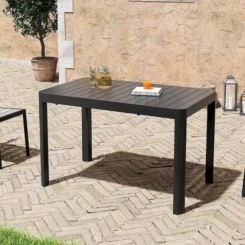 5/7-teiliges Aluminium-Essset für die Terrasse mit stapelbaren Stühlen und ausziehbarem Tisch