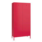 Casier de rangement haut en métal à 2 portes, orange/rose, pour 1 personne