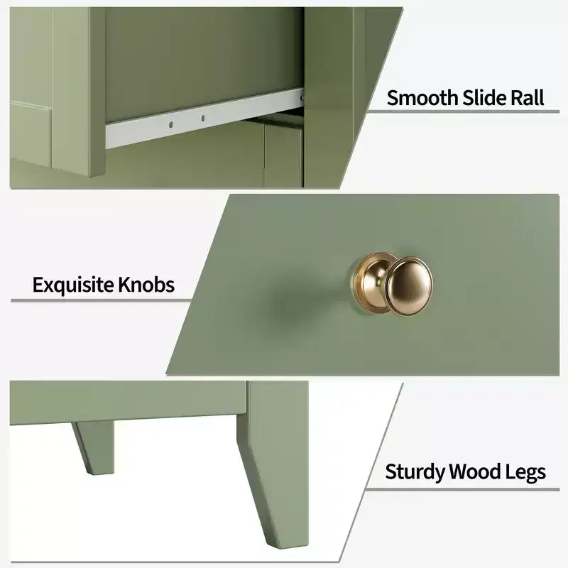 Commode haute de 42,5 po à 5 tiroirs pour chambre, armoire de rangement en bois avec tiroirs profonds de 11,9 po et boutons en métal doré, idéale pour l’entrée ou le couloir