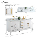 Vanity Art 72 badkamermeubel met dubbele wastafel en blad van composietmarmer