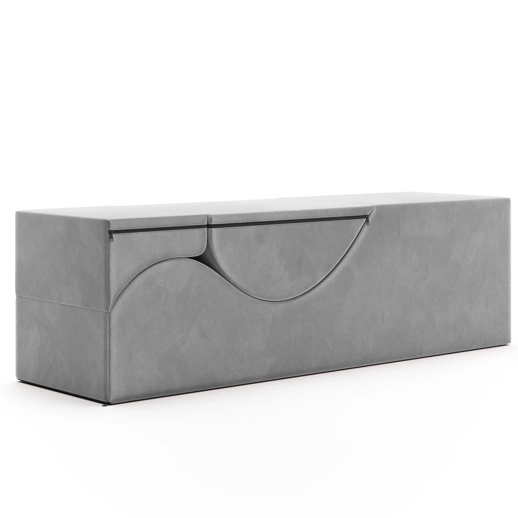Avana Kami verstellbare Chaiselongue / Yoga und Massage – 2-in-1-Sitzhocker mit verborgenem ausklappbarem Yoga-Loungesessel, Mikrovelours – N/A