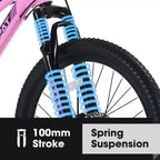 Okak 24/26-Zoll-Mountainbike mit 21 Gängen und Scheibenbremsen an Vorder- und Hinterrad, Kinderfahrrad mit 100-mm-Federgabel, Dirtbike für Jugendliche und Frauen
