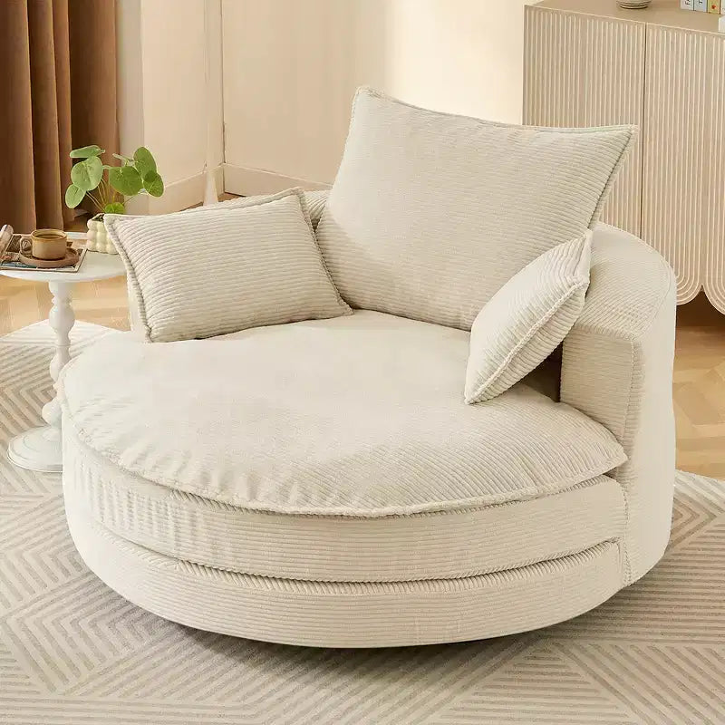 360 Swivel Accent Chair, Barrel Chair Swivel Round Sofa Chair with Cushion for Living Room