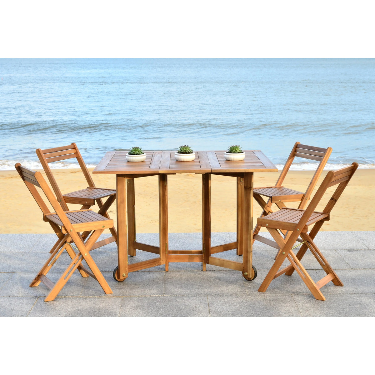 SAFAVIEH Brandy 5-teiliges Outdoor-Esszimmerset – 43 B x 35 T x 29 H