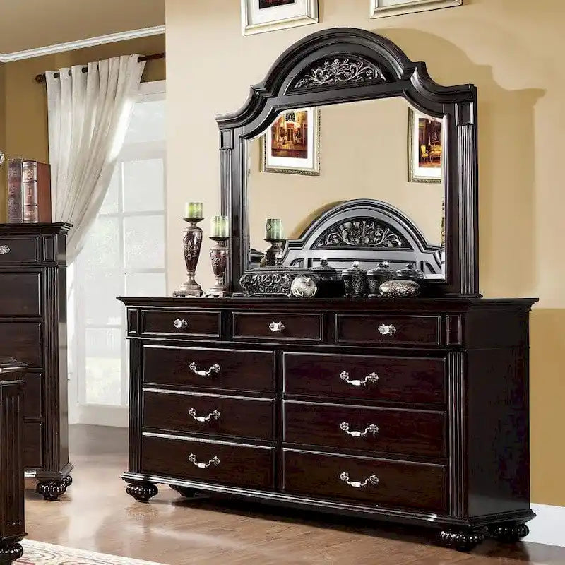 Ensemble traditionnel Vame de 2 pièces comprenant une commode à 9 tiroirs et un miroir, par Furniture of America