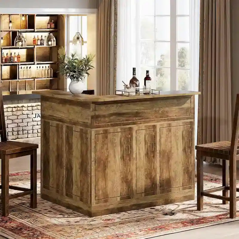 Meuble de bar en L avec porte-verres à pied pour bar à domicile