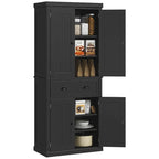 Armoire de rangement de garde-manger de cuisine de 72 pouces, armoire traditionnelle autoportante avec 4 portes et 3 étagères réglables, grand tiroir central