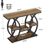 Lantine consoletafel van 39,4 inch, industriële banktafel met 4 niveaus voor entree, opbergplanken en metalen frame voor kleine ruimtes, gang, hal, bruin