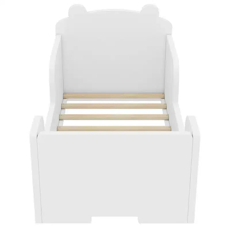 Okak vloerbed in de vorm van een beer voor kinderen van 3-6 jaar, peuterbedframe met veiligheidshekje, schattig kinderbed in de vorm van een dier