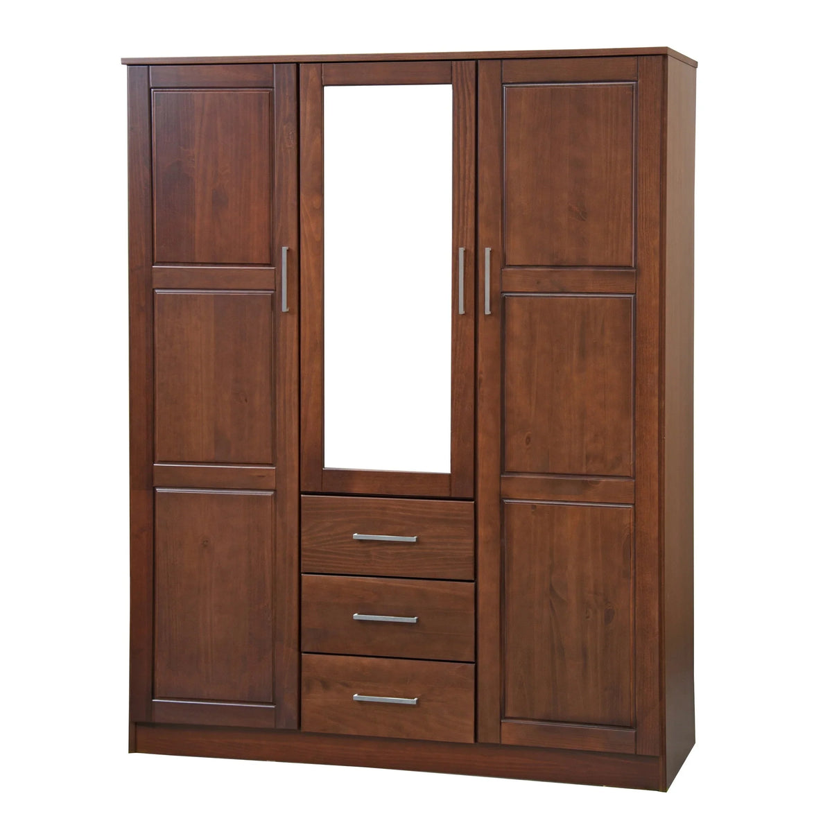 Palace Imports Cosmo kledingkast met 3 deuren, 100% massief hout, met deuren van massief hout of spiegelglas