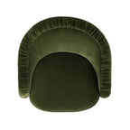 Jennifer Taylor Home Serena 31.5 Ruched Barrel Back Accent Arm Chair with Bullion Fringe, Olive Green Performance Velvet