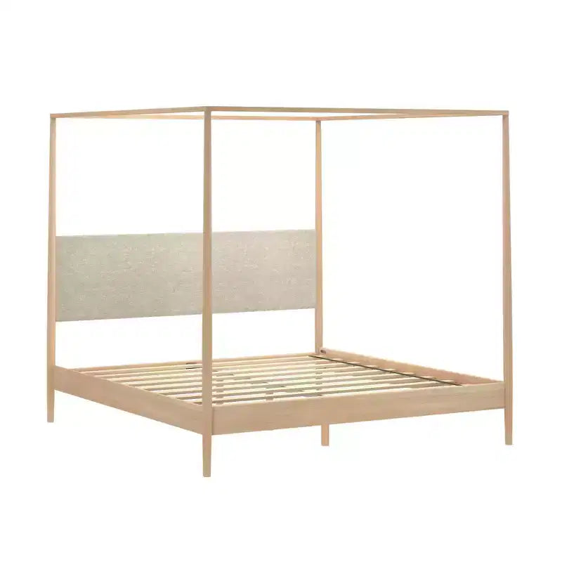 Harbor-Himmelbett in Kingsize mit gepolstertem Kopfteil, Blond/Swiss Coffee (MD2411-01)