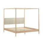 Harbor-Himmelbett in Kingsize mit gepolstertem Kopfteil, Blond/Swiss Coffee (MD2411-01)