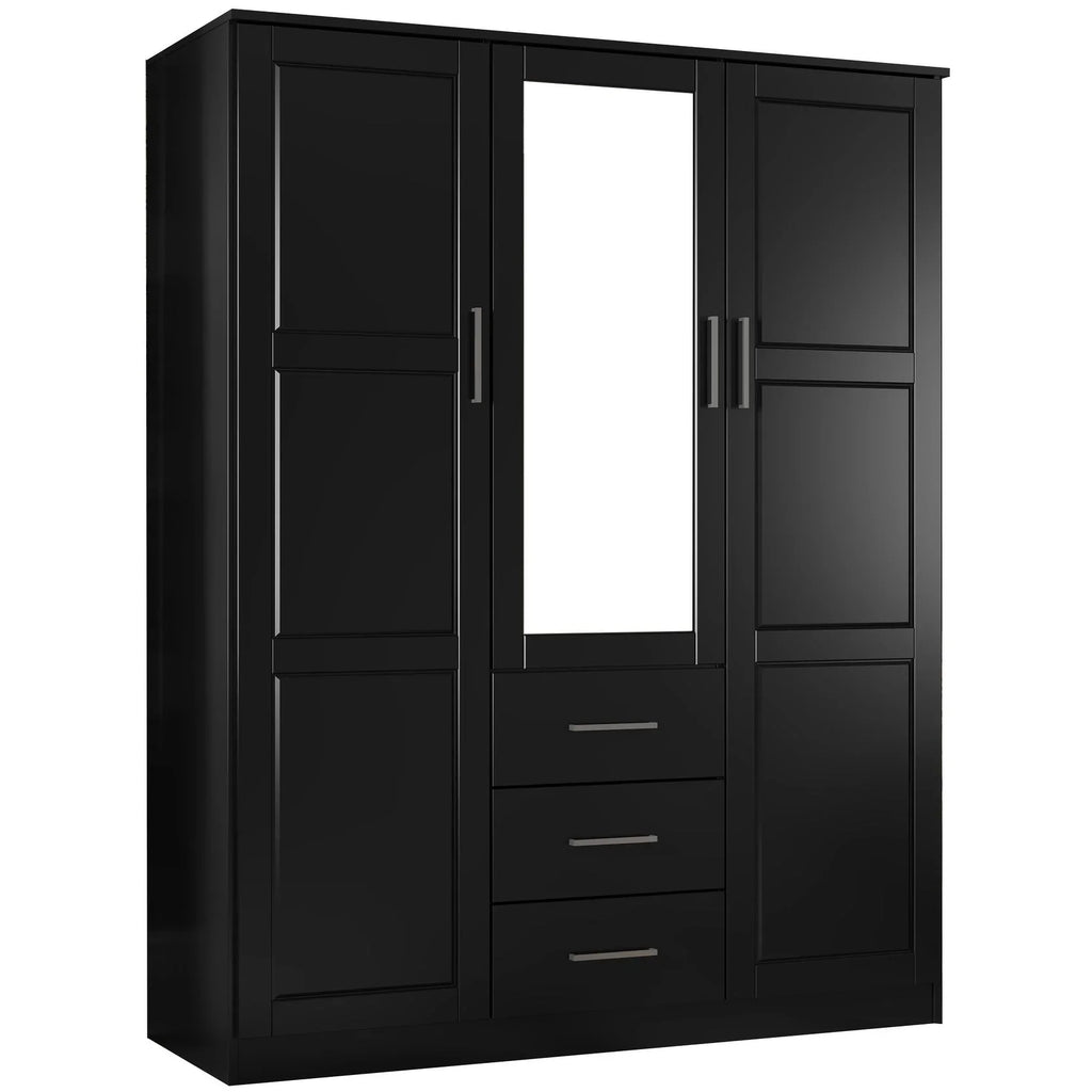 Palace Imports Cosmo kledingkast met 3 deuren, 100% massief hout, met deuren van massief hout of spiegelglas
