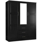 Palace Imports Cosmo kledingkast met 3 deuren, 100% massief hout, met deuren van massief hout of spiegelglas