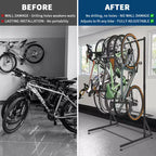 Freistehender Fahrradständer für 5 Fahrräder mit einer hohen Tragfähigkeit von 300 lb, robuster Organizer für die sichere und stabile Aufbewahrung von Fahrrädern in Vorgärten und Hinterhöfen