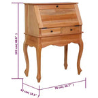 Secretary Desk Office Writing Table with Drawers, Solid Mahogany Wood