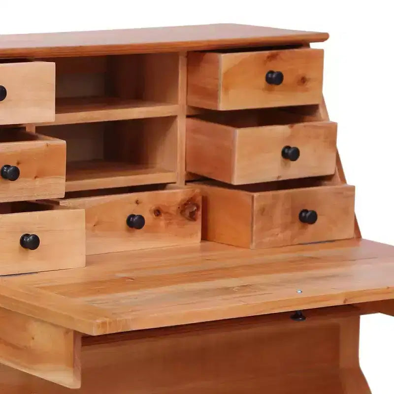 Secretary Desk Office Writing Table with Drawers, Solid Mahogany Wood