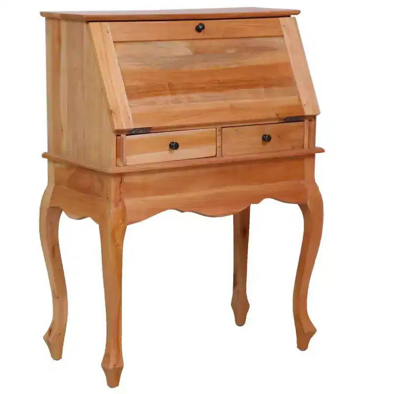 Secretary Desk Office Writing Table with Drawers, Solid Mahogany Wood