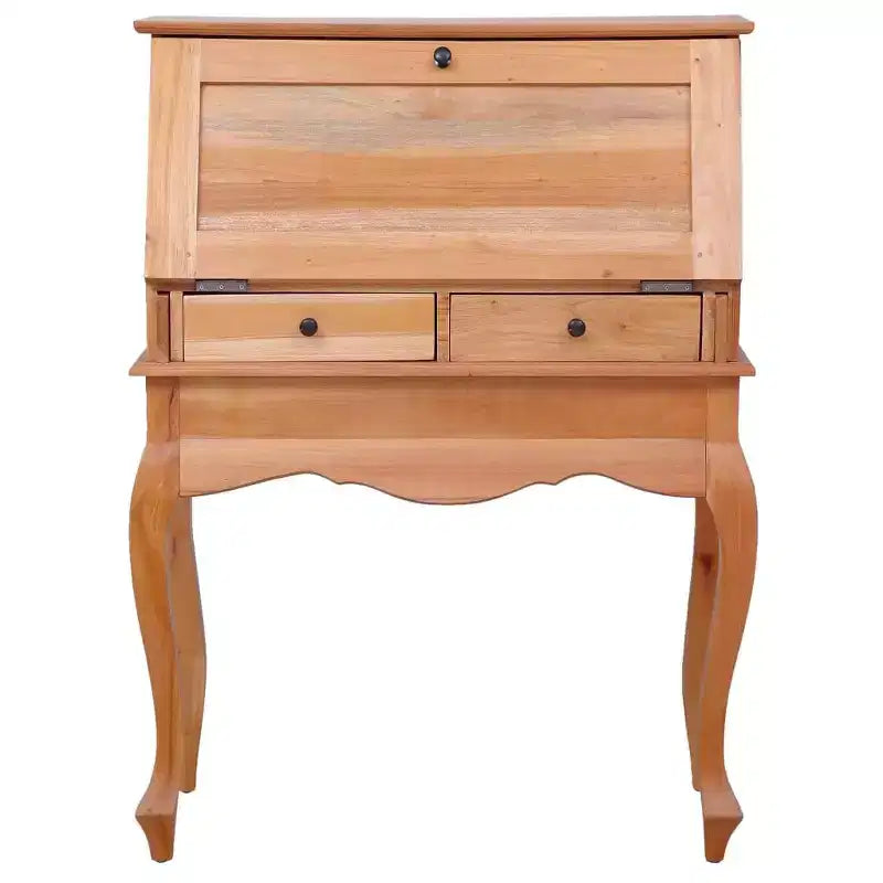 Secretary Desk Office Writing Table with Drawers, Solid Mahogany Wood