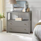 Ernest 2 Drawer 1 Shelf Wood Storage Chest, Natural & White Washed Finish
