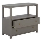 Ernest 2 Drawer 1 Shelf Wood Storage Chest, Natural & White Washed Finish