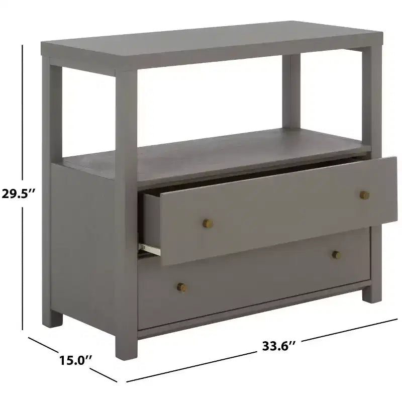 Ernest 2 Drawer 1 Shelf Wood Storage Chest, Natural & White Washed Finish