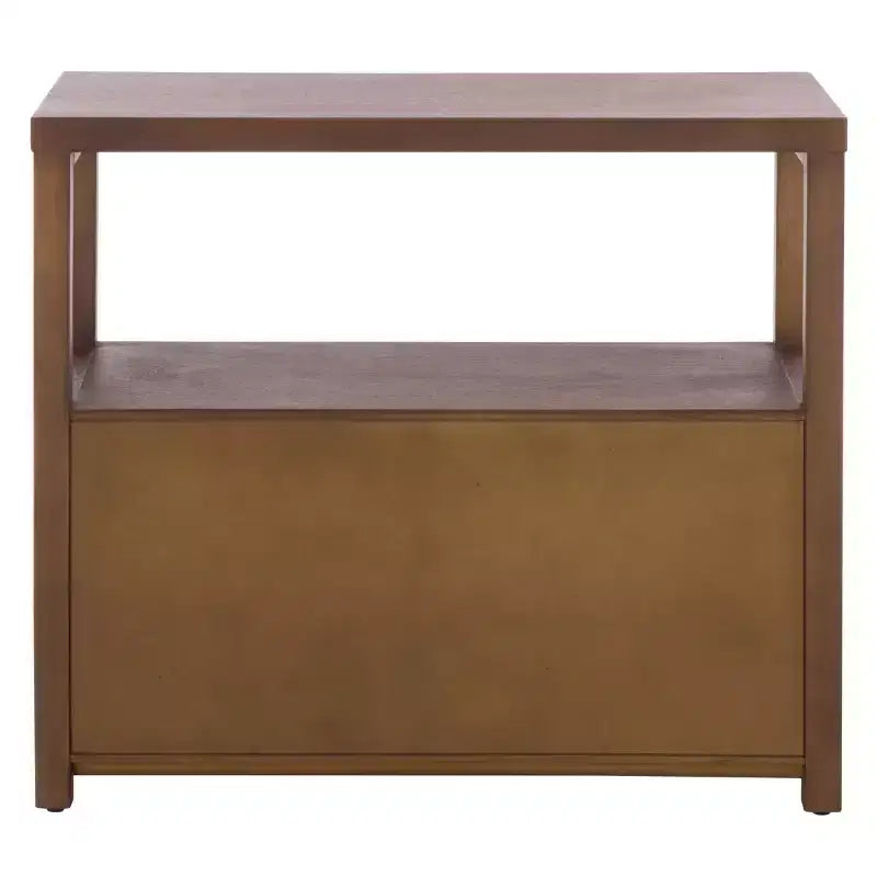 Ernest 2 Drawer 1 Shelf Wood Storage Chest, Natural & White Washed Finish