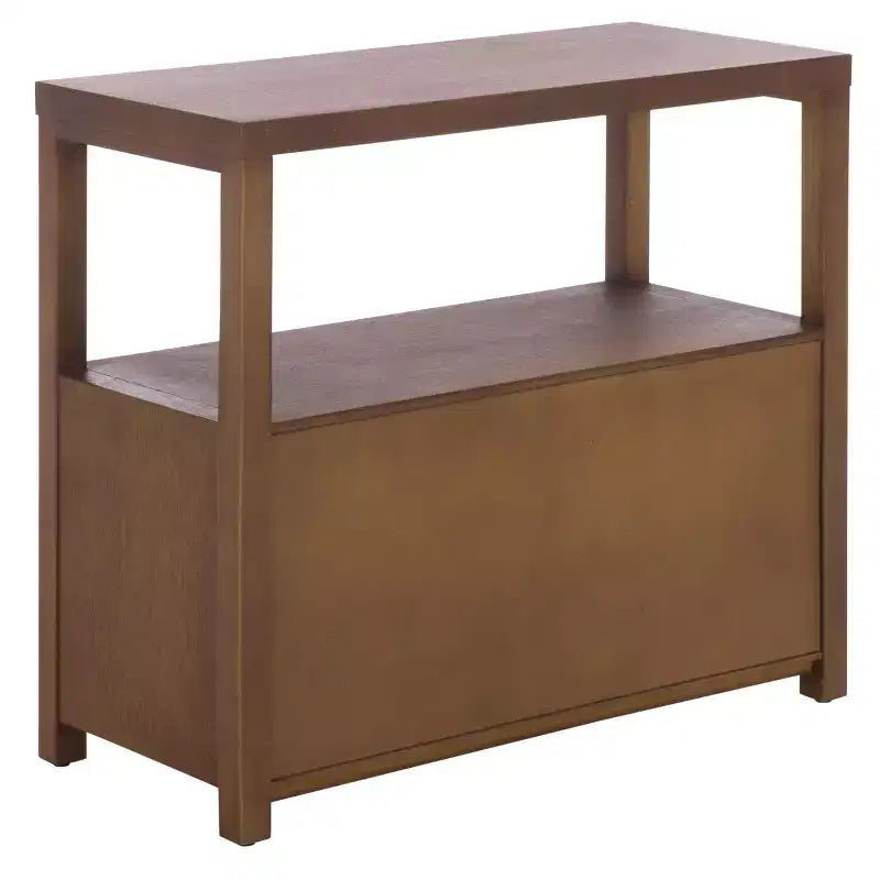 Ernest 2 Drawer 1 Shelf Wood Storage Chest, Natural & White Washed Finish