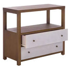 Ernest 2 Drawer 1 Shelf Wood Storage Chest, Natural & White Washed Finish