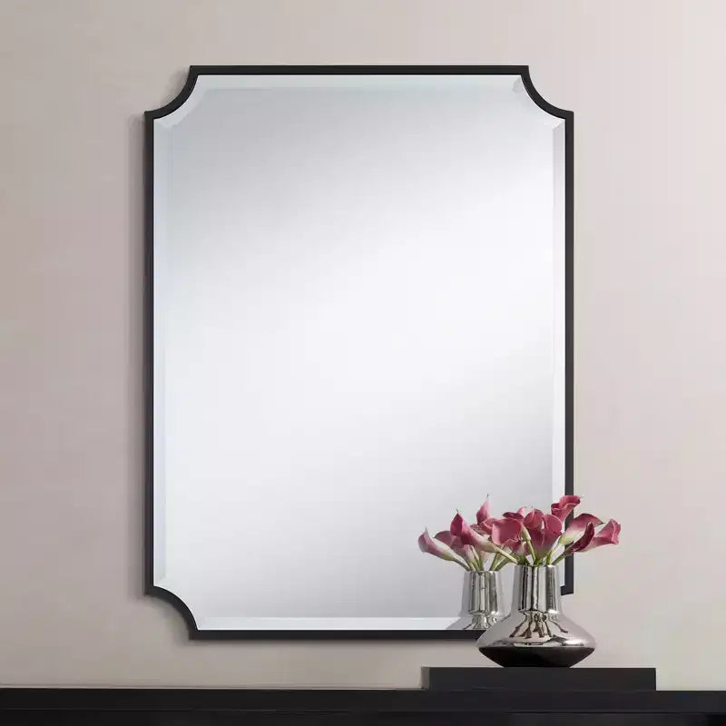 30"x40" Cut Edge Black Wall Mirror, Rectangular, Jacinda Style