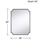 30"x40" Cut Edge Black Wall Mirror, Rectangular, Jacinda Style