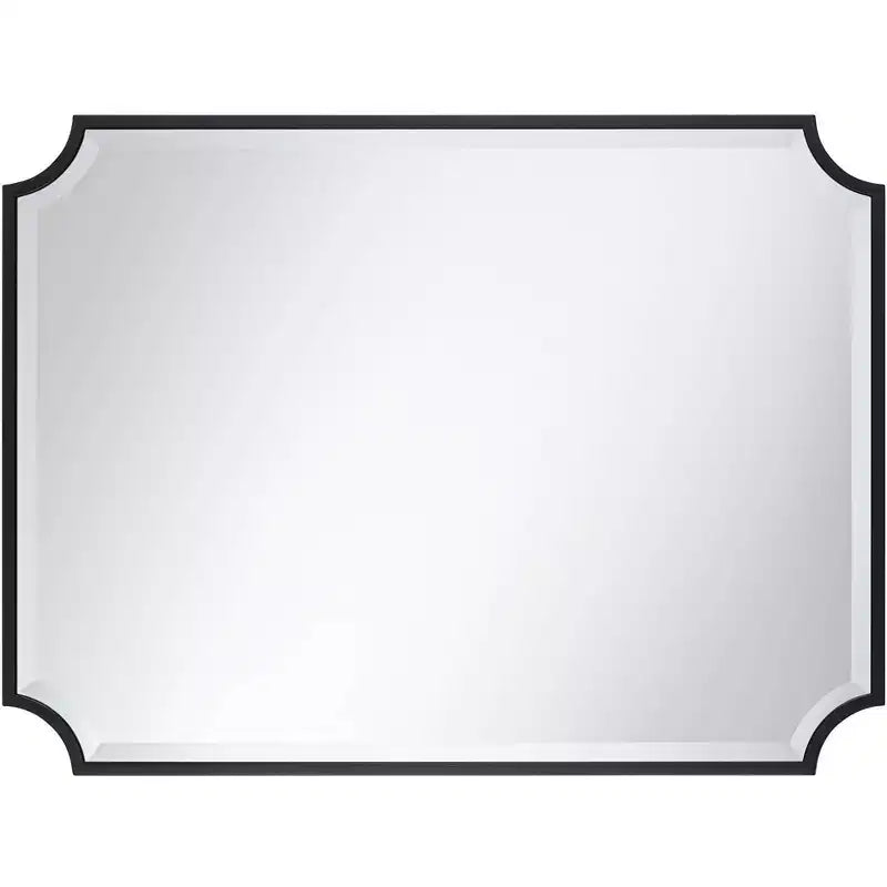 30"x40" Cut Edge Black Wall Mirror, Rectangular, Jacinda Style