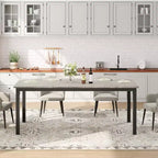 70.8 Inch Industrial Dining Table for 6-8 People, Wooden Dining Table with Metal Legs & Load Bars