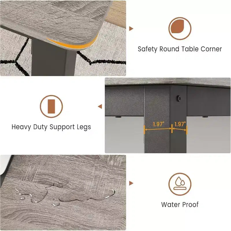 70.8 Inch Industrial Dining Table for 6-8 People, Wooden Dining Table with Metal Legs & Load Bars