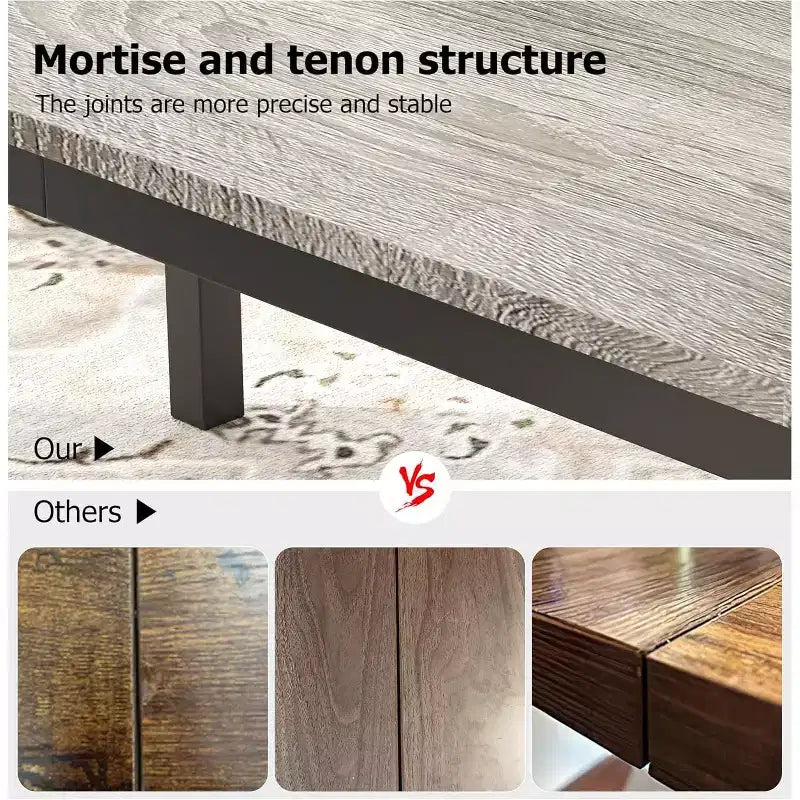 70.8 Inch Industrial Dining Table for 6-8 People, Wooden Dining Table with Metal Legs & Load Bars