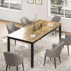 70.8 Inch Industrial Dining Table for 6-8 People, Wooden Dining Table with Metal Legs & Load Bars