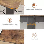 70.8 Inch Industrial Dining Table for 6-8 People, Wooden Dining Table with Metal Legs & Load Bars