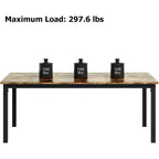 70.8 Inch Industrial Dining Table for 6-8 People, Wooden Dining Table with Metal Legs & Load Bars