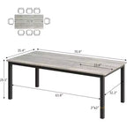 70.8 Inch Industrial Dining Table for 6-8 People, Wooden Dining Table with Metal Legs & Load Bars
