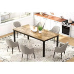 70.8 Inch Industrial Dining Table for 6-8 People, Wooden Dining Table with Metal Legs & Load Bars