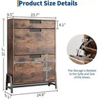Shoe Storage Organizer with 2 Flip Drawers and 1 Drawer, Shoe Cabinet with 3-Tier Adjustable Shelves