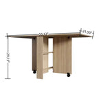 Versatile Folding Dining Table with 2 Wheels and 2 Storage Racks, Space Saving Rectangular Table for Kitchen Dining Room Living Room, Natural