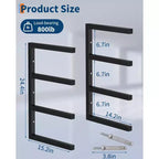 Lumber Storage Rack, Set of 2, Wall Mount, Heavy Duty Steel 4-Tier Wood Organizer Storage Shelves, 800LBS Capacity, for Shed, Workshop, Garage