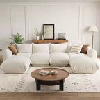Sofa, 126 U-Shape Modular Sectional  Chenille Cloud Couch Deep Seat Boneless Sofa for Large Living Room/Family Space Beige