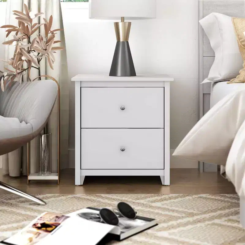 2-Drawer Nightstand with Storage, 18.7"W x 15.7"D x 21.8"H, Modern Bedroom Side Table