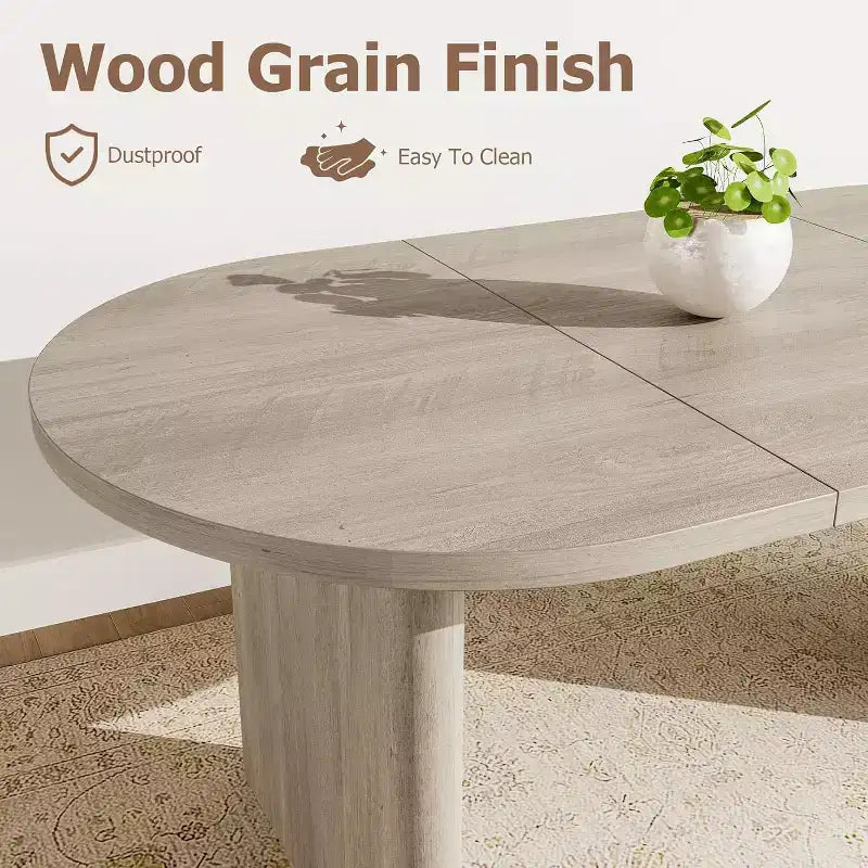 70.8 Inch Oval Dining Table for 6-8 People, Long Large Kitchen Table with Thick Sturdy Wooden Base, Farmhouse Dining Room Table for Kitchen