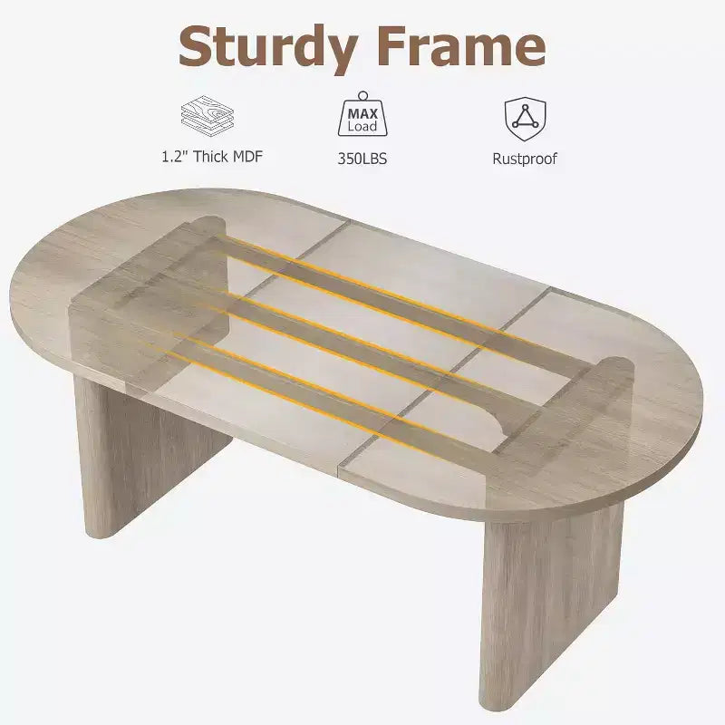 70.8 Inch Oval Dining Table for 6-8 People, Long Large Kitchen Table with Thick Sturdy Wooden Base, Farmhouse Dining Room Table for Kitchen